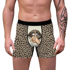 Men's Cow Print Boxer Brief Funny Stretch Trunks Underwear (Color: brown, size: XL)