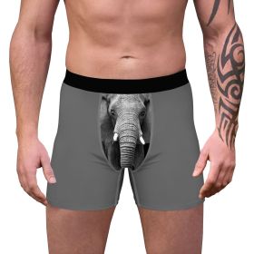 Men's Cow Print Boxer Brief Funny Stretch Trunks Underwear (Color: grey, size: S)